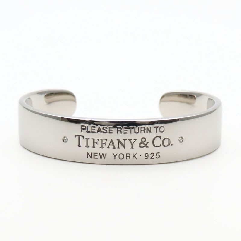 Tiffany & Co Bracelet Narrow Cuff Return to Silver 925 Diamond Approx 31.7