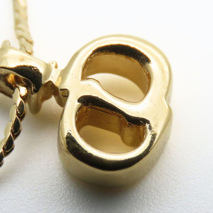 Christian Dior Necklace CD Logo Metal Rhinestone Gold Accessory Plated GP