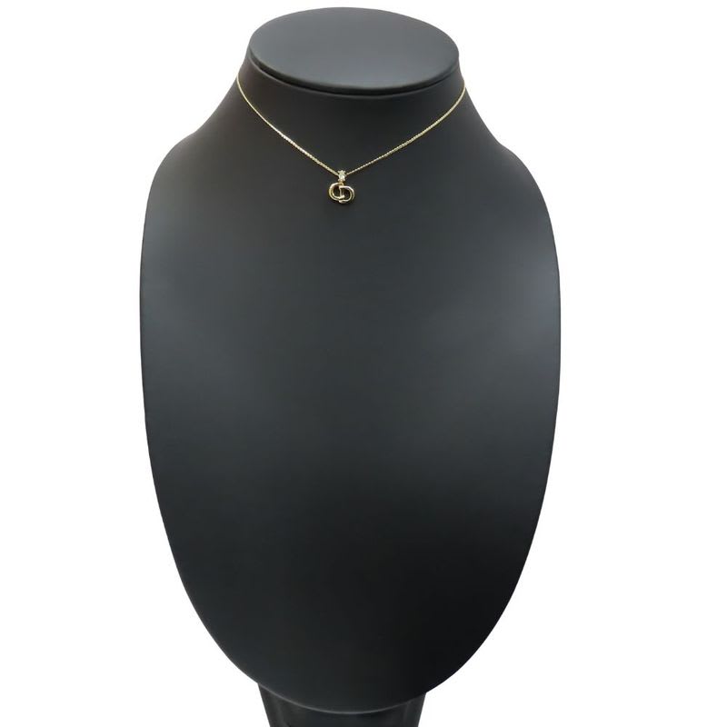 Christian Dior Necklace CD Logo Metal Rhinestone Gold Accessory Plated GP