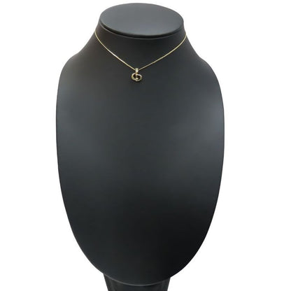 Christian Dior Necklace CD Logo Metal Rhinestone Gold Accessory Plated GP