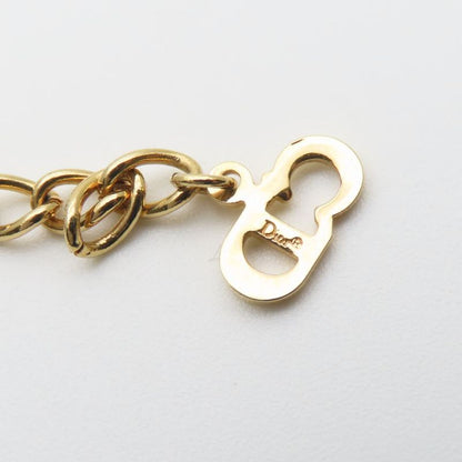 Christian Dior Necklace CD Logo Metal Rhinestone Gold Plated Choker Accessory