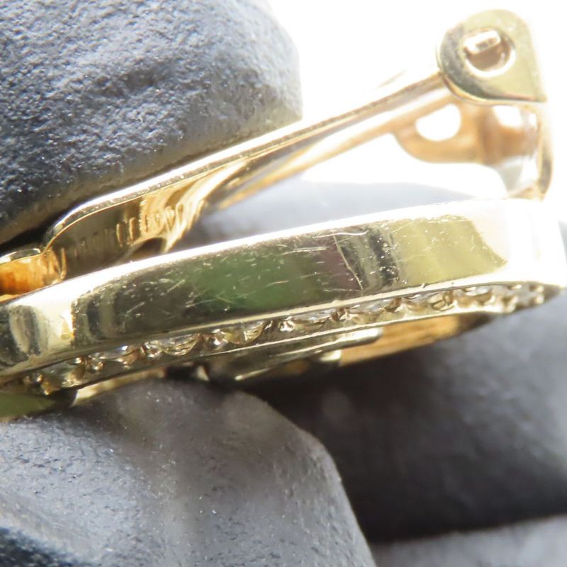 Christian Dior Earring CD Logo Metal Rhinestone Gold Plated Accessory Ladies