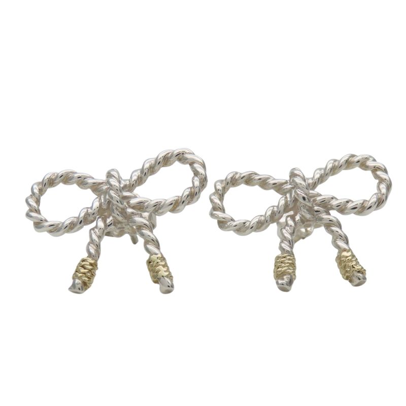 Tiffany & Co Earrings Twist Ribbon 925 Silver Approx 4.1g Silver Gold Accessorie