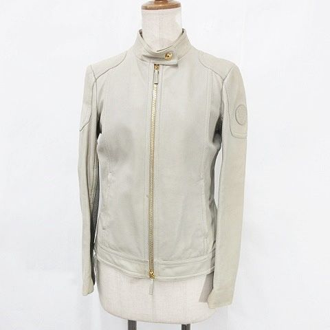 Gucci Jacket Riders Leather Jacket Single Stand Collar Zip Up Genuine Leather