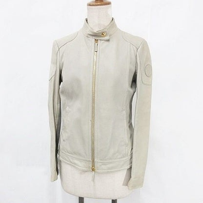 Gucci Jacket Riders Leather Jacket Single Stand Collar Zip Up Genuine Leather