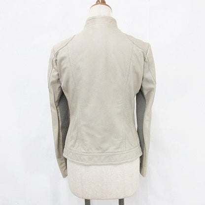 Gucci Jacket Riders Leather Jacket Single Stand Collar Zip Up Genuine Leather