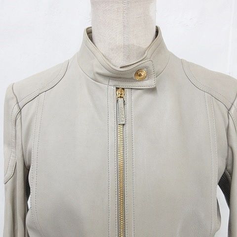 Gucci Jacket Riders Leather Jacket Single Stand Collar Zip Up Genuine Leather