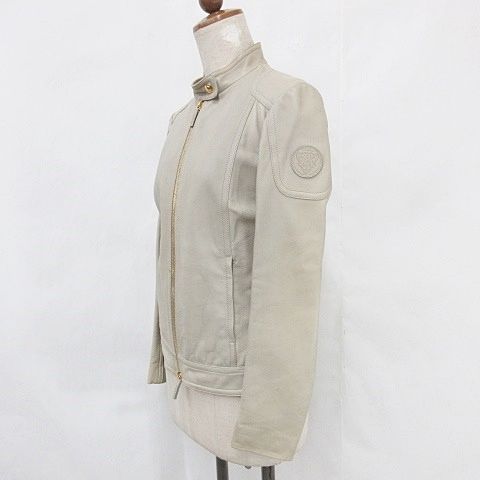 Gucci Jacket Riders Leather Jacket Single Stand Collar Zip Up Genuine Leather