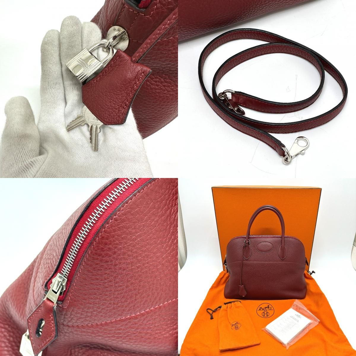 Hermes Handbag Bolide 35 Taurillon Clemence Rouge Ash Svhardware Red