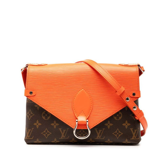 Louis Vuitton Monogram Epi Saint Michel M44031 Brown Orange PVC Leather Women's