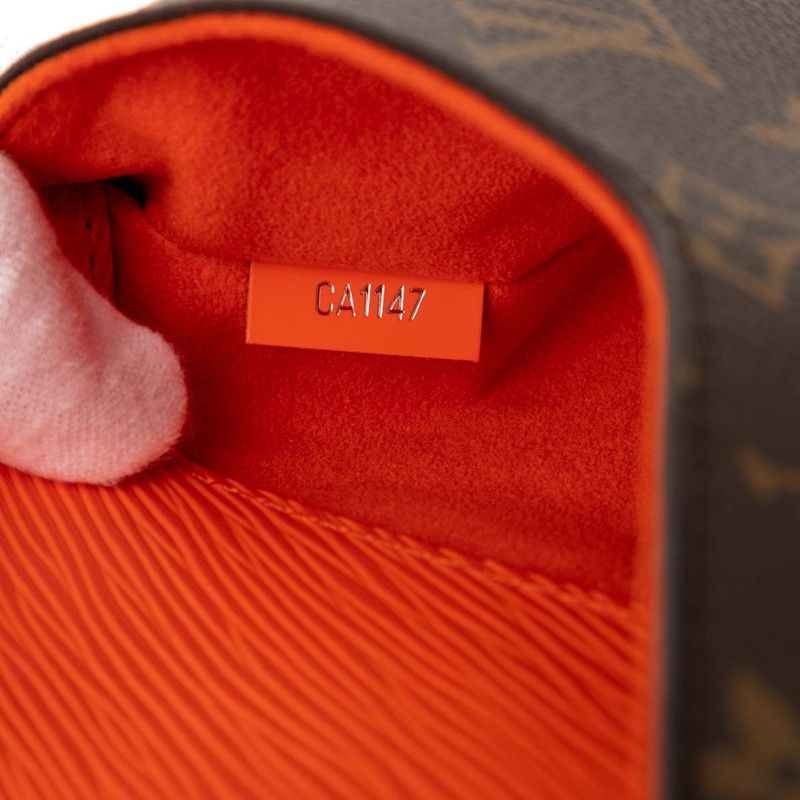 Louis Vuitton Monogram Epi Saint Michel M44031 Brown Orange PVC Leather Women's