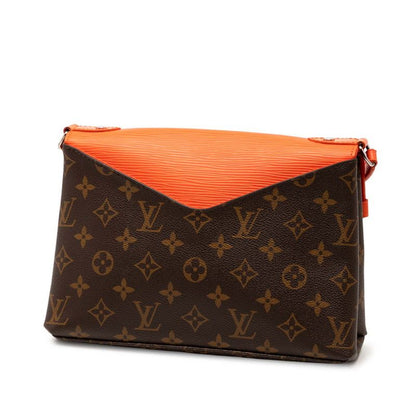 Louis Vuitton Monogram Epi Saint Michel M44031 Brown Orange PVC Leather Women's