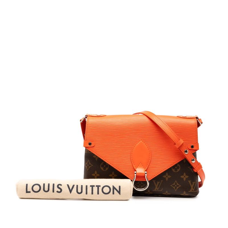 Louis Vuitton Monogram Epi Saint Michel M44031 Brown Orange PVC Leather Women's