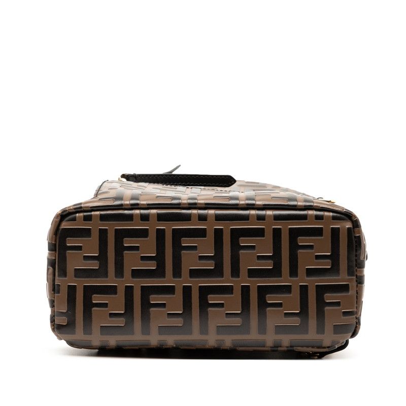 Fendi Zucca Rucksack Backpack 8bz038 Brown Black Leather Women's Fendi