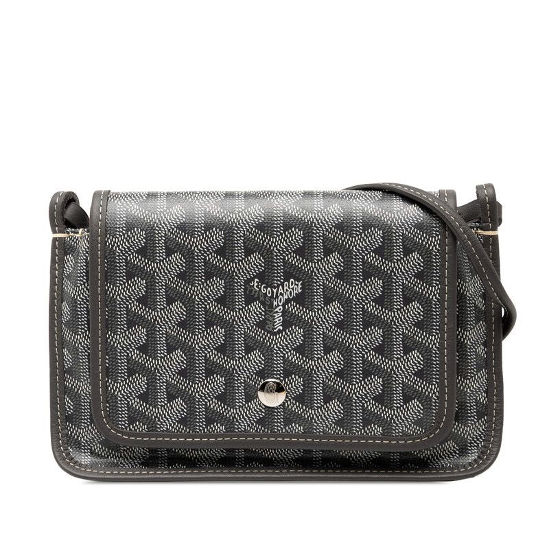Goyard Plumet Pouch Wallet Crossbody Shoulder Bag Gray White PVC Leather