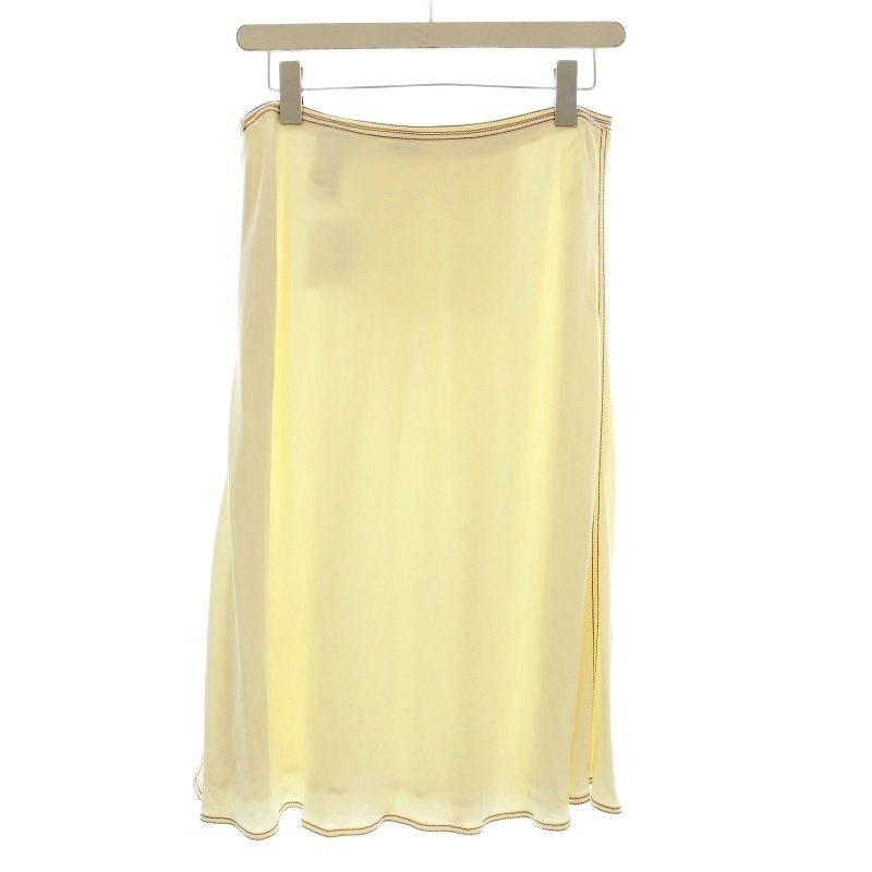 Hermes Pleated Skirt Knee Length Light Hand Stitching Skirt 38 Ivory G