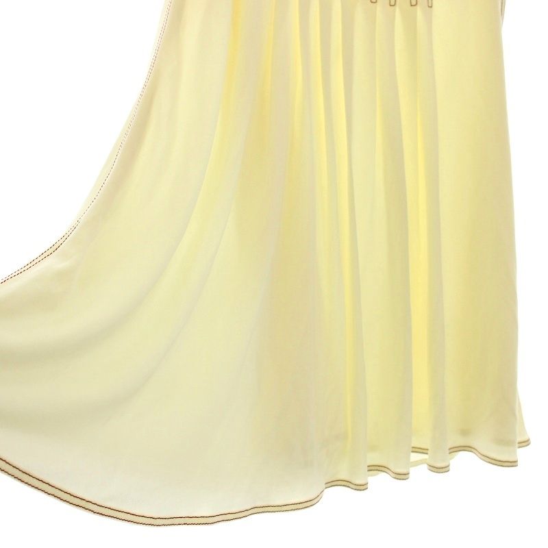 Hermes Pleated Skirt Knee Length Light Hand Stitching Skirt 38 Ivory G