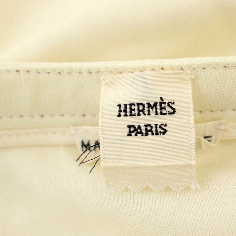 Hermes Pleated Skirt Knee Length Light Hand Stitching Skirt 38 Ivory G