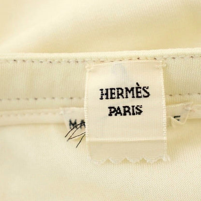 Hermes Pleated Skirt Knee Length Light Hand Stitching Skirt 38 Ivory G