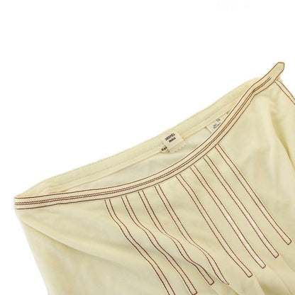 Hermes Pleated Skirt Knee Length Light Hand Stitching Skirt 38 Ivory G