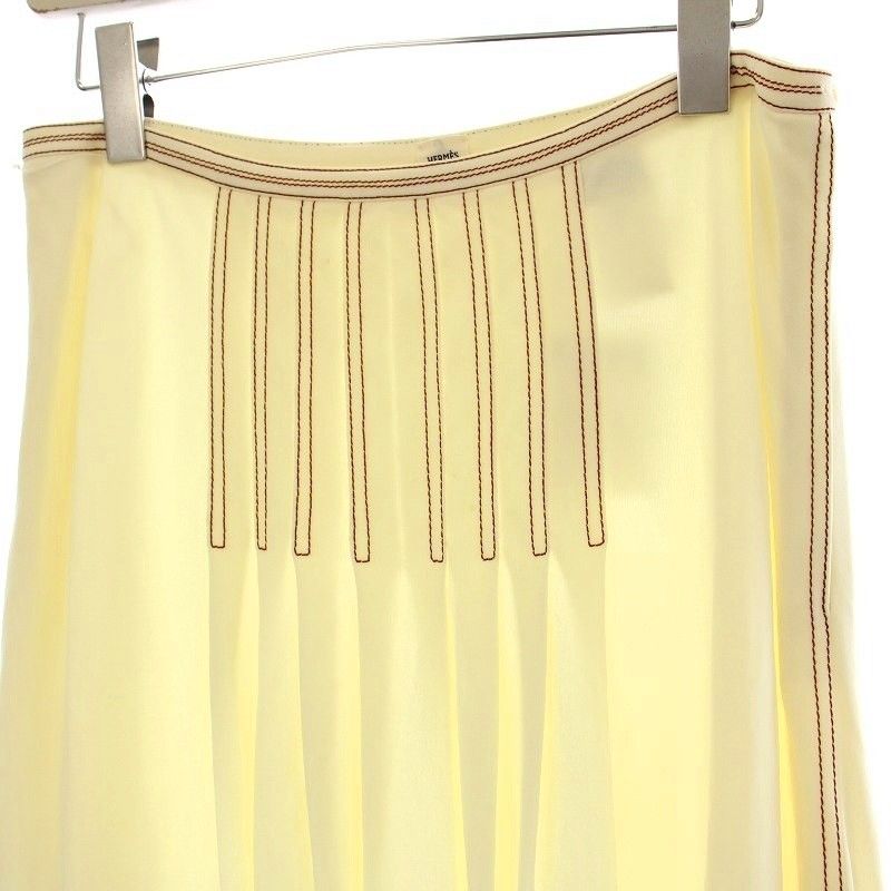 Hermes Pleated Skirt Knee Length Light Hand Stitching Skirt 38 Ivory G