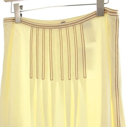 Hermes Pleated Skirt Knee Length Light Hand Stitching Skirt 38 Ivory G