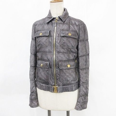 Gucci Jacket Riders Leather Jacket Zip Up Genuine Leather All Pattern GG