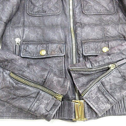 Gucci Jacket Riders Leather Jacket Zip Up Genuine Leather All Pattern GG
