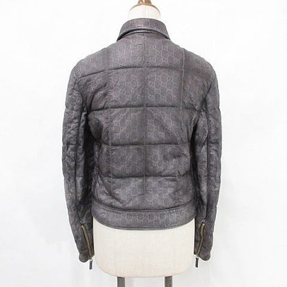 Gucci Jacket Riders Leather Jacket Zip Up Genuine Leather All Pattern GG