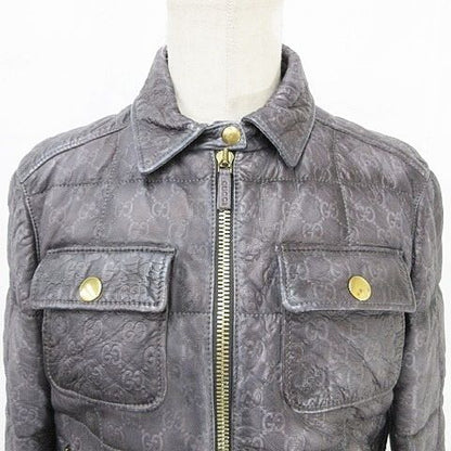 Gucci Jacket Riders Leather Jacket Zip Up Genuine Leather All Pattern GG