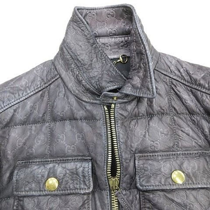 Gucci Jacket Riders Leather Jacket Zip Up Genuine Leather All Pattern GG