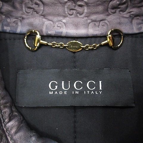 Gucci Jacket Riders Leather Jacket Zip Up Genuine Leather All Pattern GG