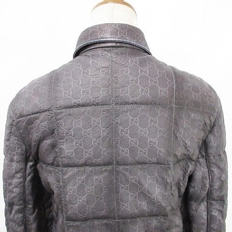 Gucci Jacket Riders Leather Jacket Zip Up Genuine Leather All Pattern GG