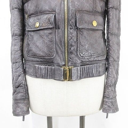Gucci Jacket Riders Leather Jacket Zip Up Genuine Leather All Pattern GG