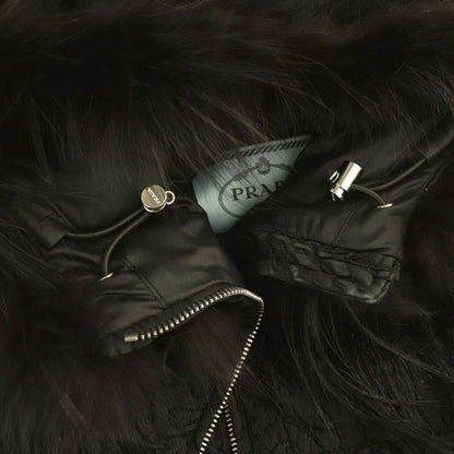 Prada Fur Down Jacket Outer Zip Up 38 Black Nr • OS