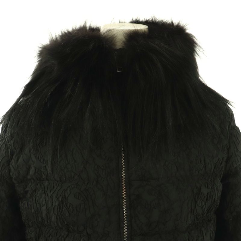 Prada Fur Down Jacket Outer Zip Up 38 Black Nr • OS