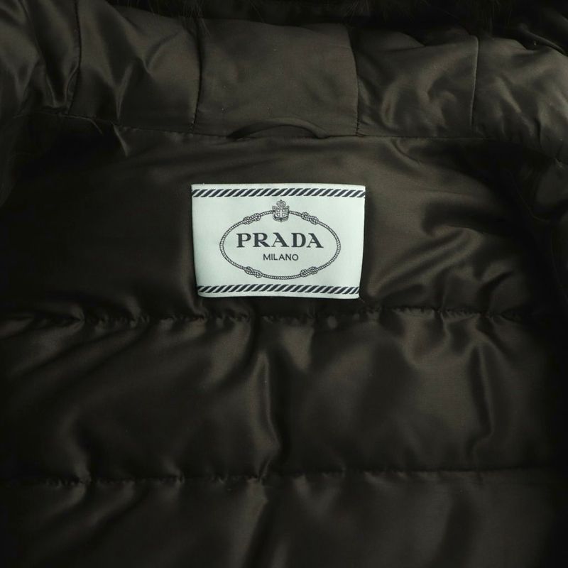 Prada Fur Down Jacket Outer Zip Up 38 Black Nr • OS