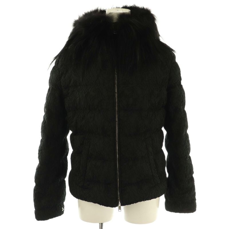 Prada Fur Down Jacket Outer Zip Up 38 Black Nr • OS