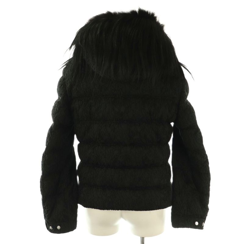 Prada Fur Down Jacket Outer Zip Up 38 Black Nr • OS
