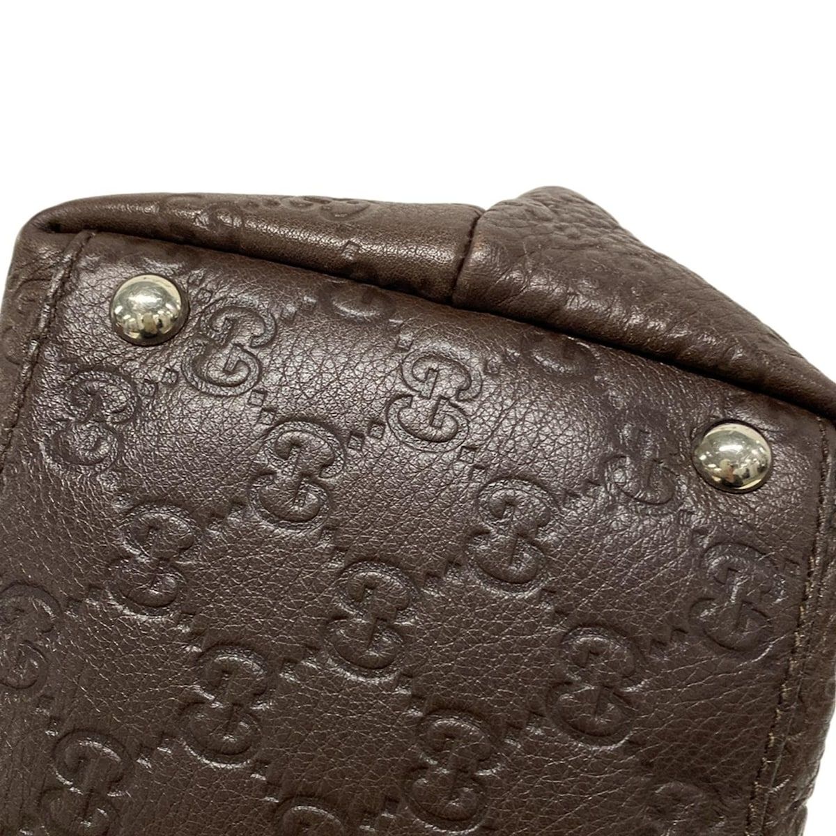 Gucci Handbag Excellent Condition Bambooguccissima 355772 Dark Brown Leather