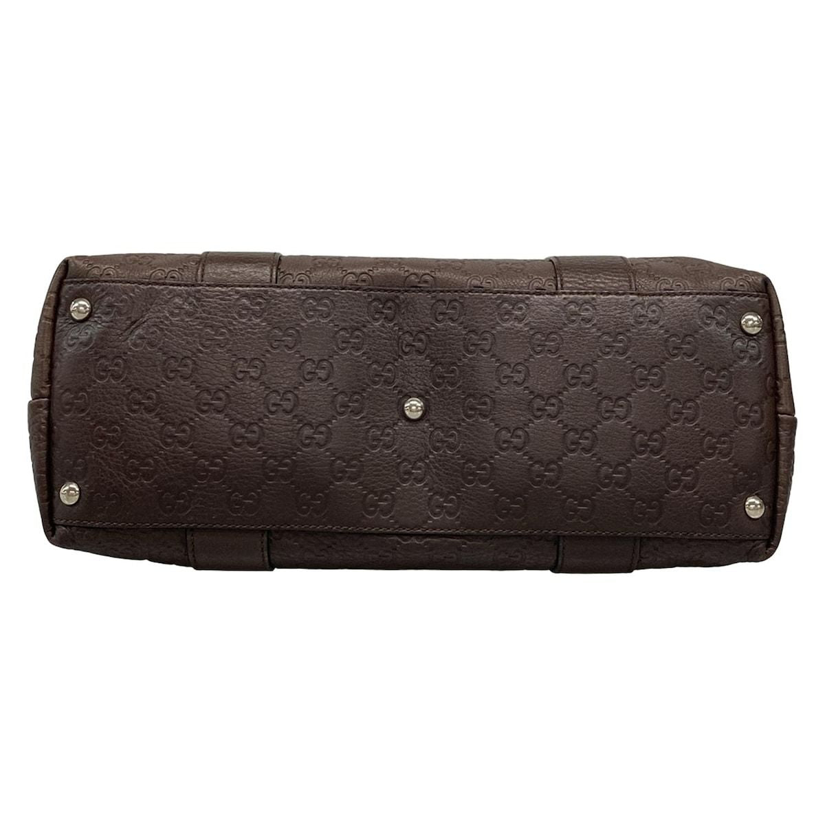 Gucci Handbag Excellent Condition Bambooguccissima 355772 Dark Brown Leather