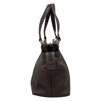 Gucci Handbag Excellent Condition Bambooguccissima 355772 Dark Brown Leather