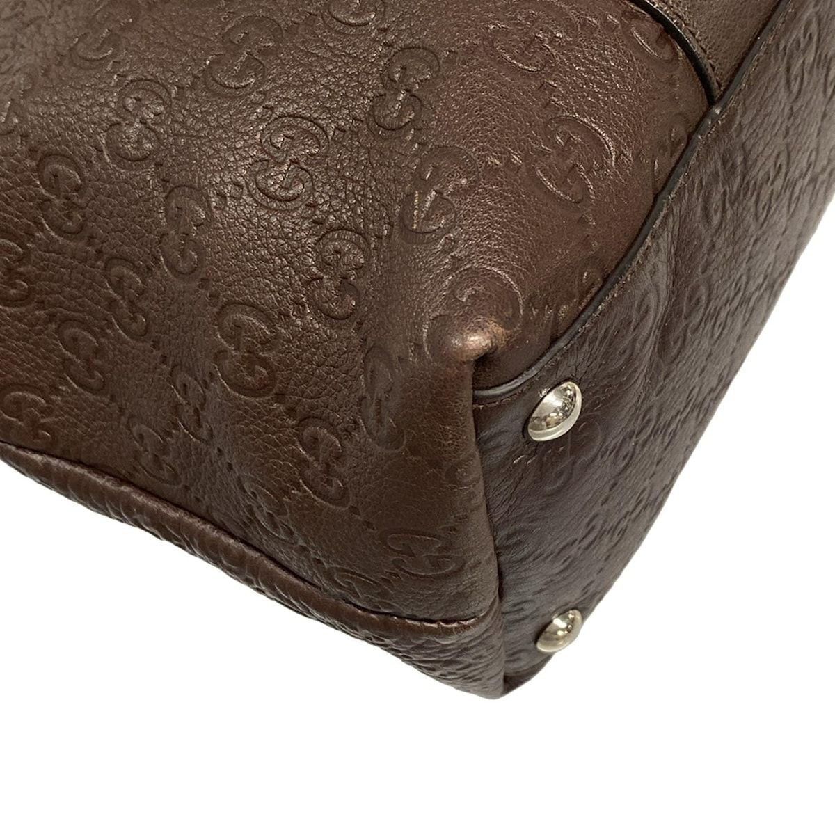 Gucci Handbag Excellent Condition Bambooguccissima 355772 Dark Brown Leather