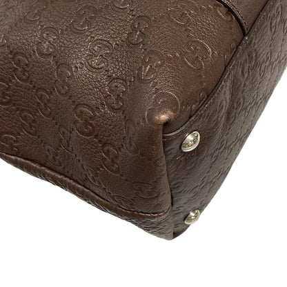 Gucci Handbag Excellent Condition Bambooguccissima 355772 Dark Brown Leather