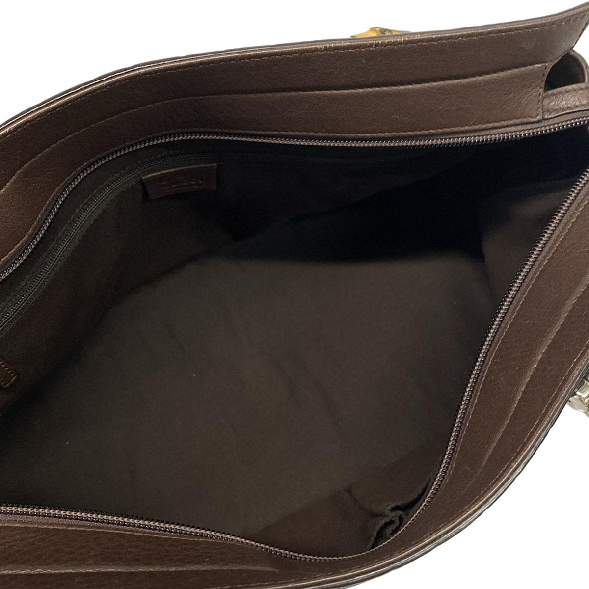 Gucci Handbag Excellent Condition Bambooguccissima 355772 Dark Brown Leather