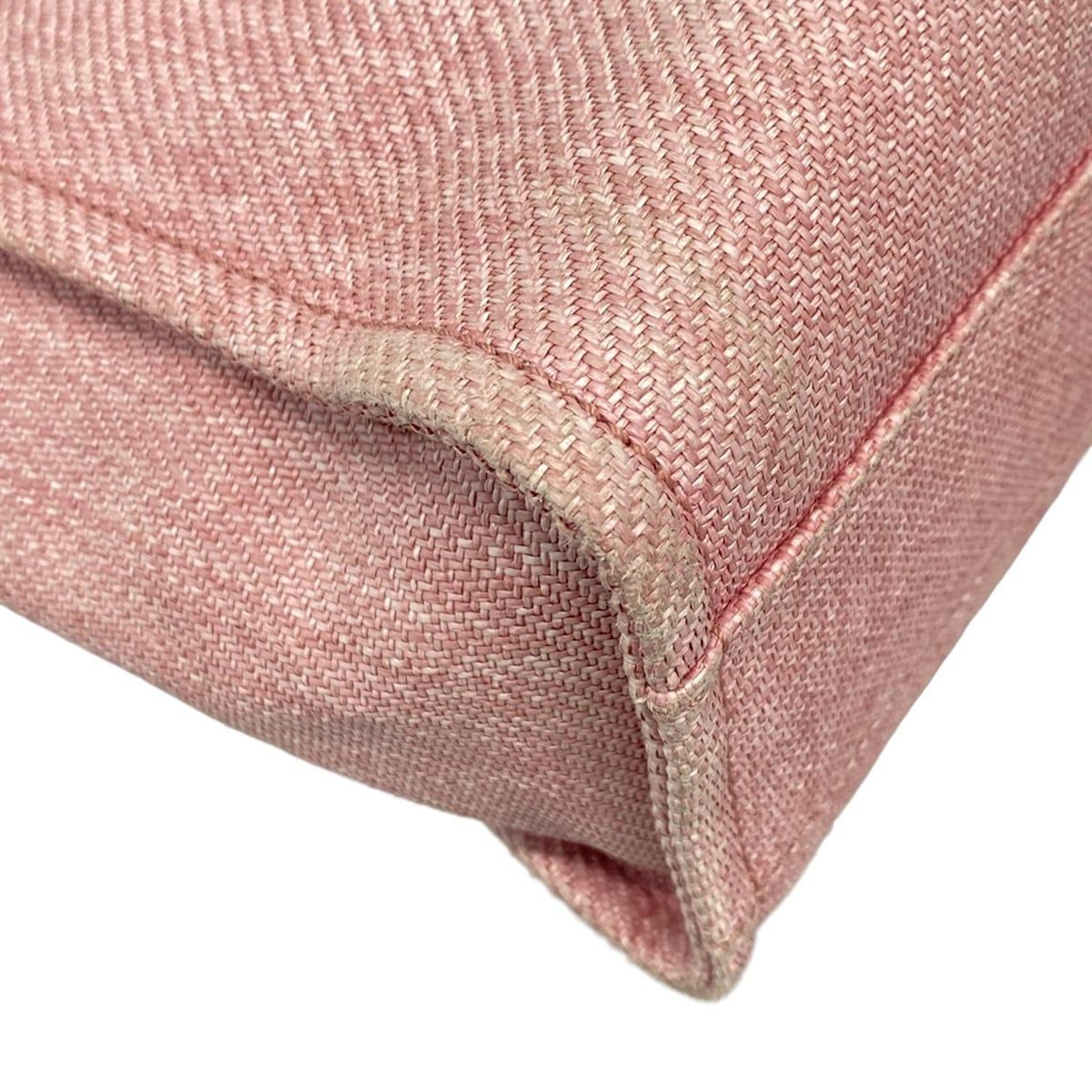 Chanel Tote Bag Deauville Line MM Pink X White Silver Hardware / Chain Shoulder