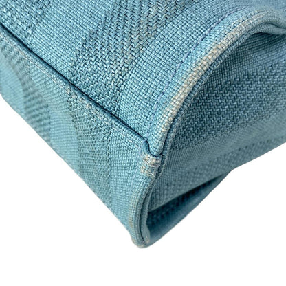 Chanel Tote Bag Deauville Line MM Light Blue Stripe/chain Shoulder/gold Hardware