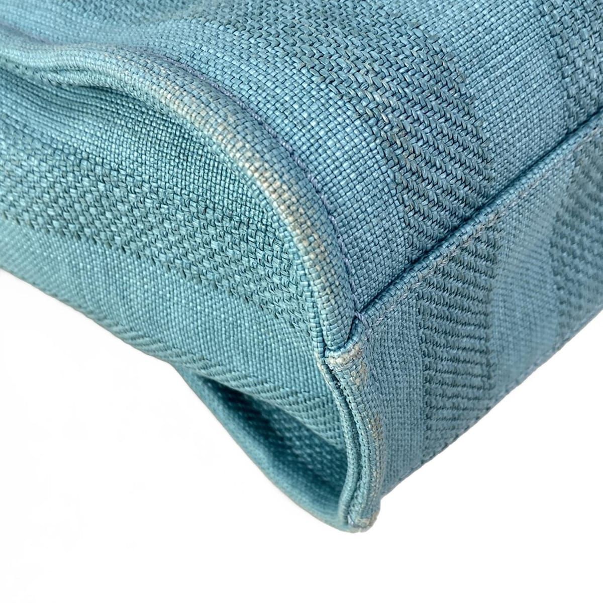 Chanel Tote Bag Deauville Line MM Light Blue Stripe/chain Shoulder/gold Hardware