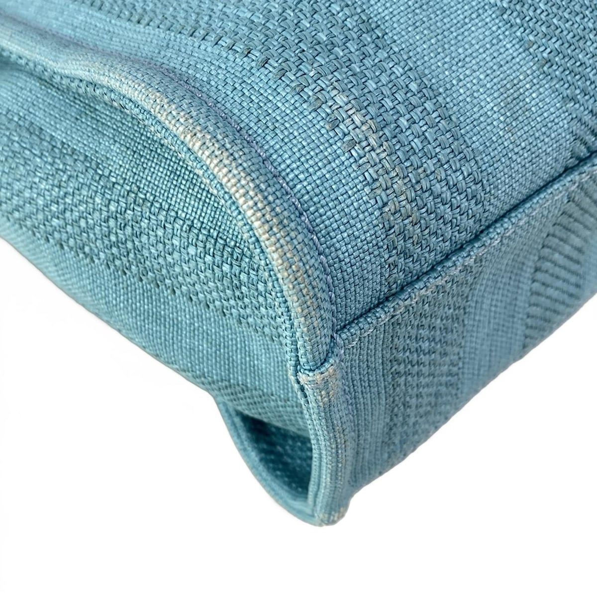 Chanel Tote Bag Deauville Line MM Light Blue Stripe/chain Shoulder/gold Hardware