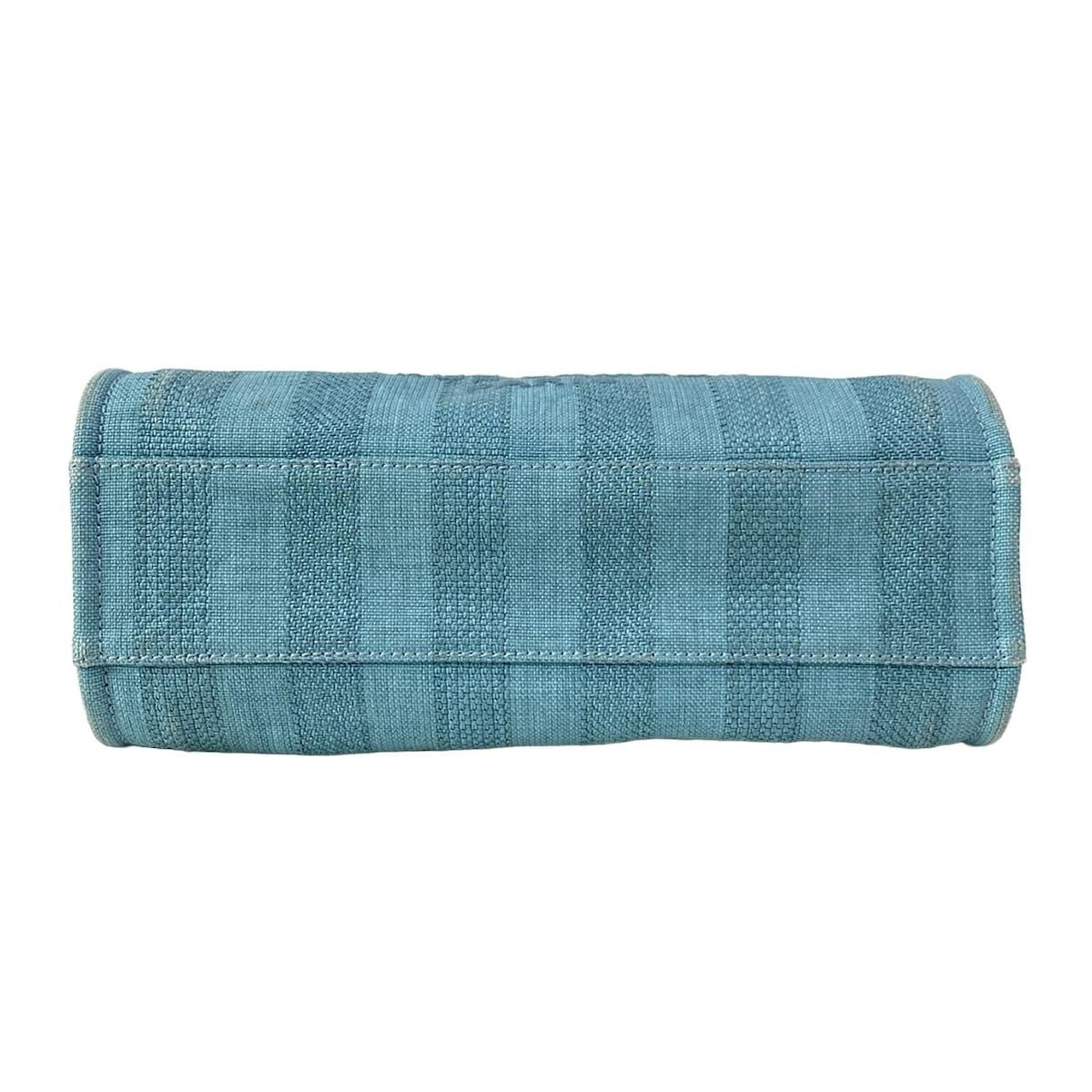 Chanel Tote Bag Deauville Line MM Light Blue Stripe/chain Shoulder/gold Hardware